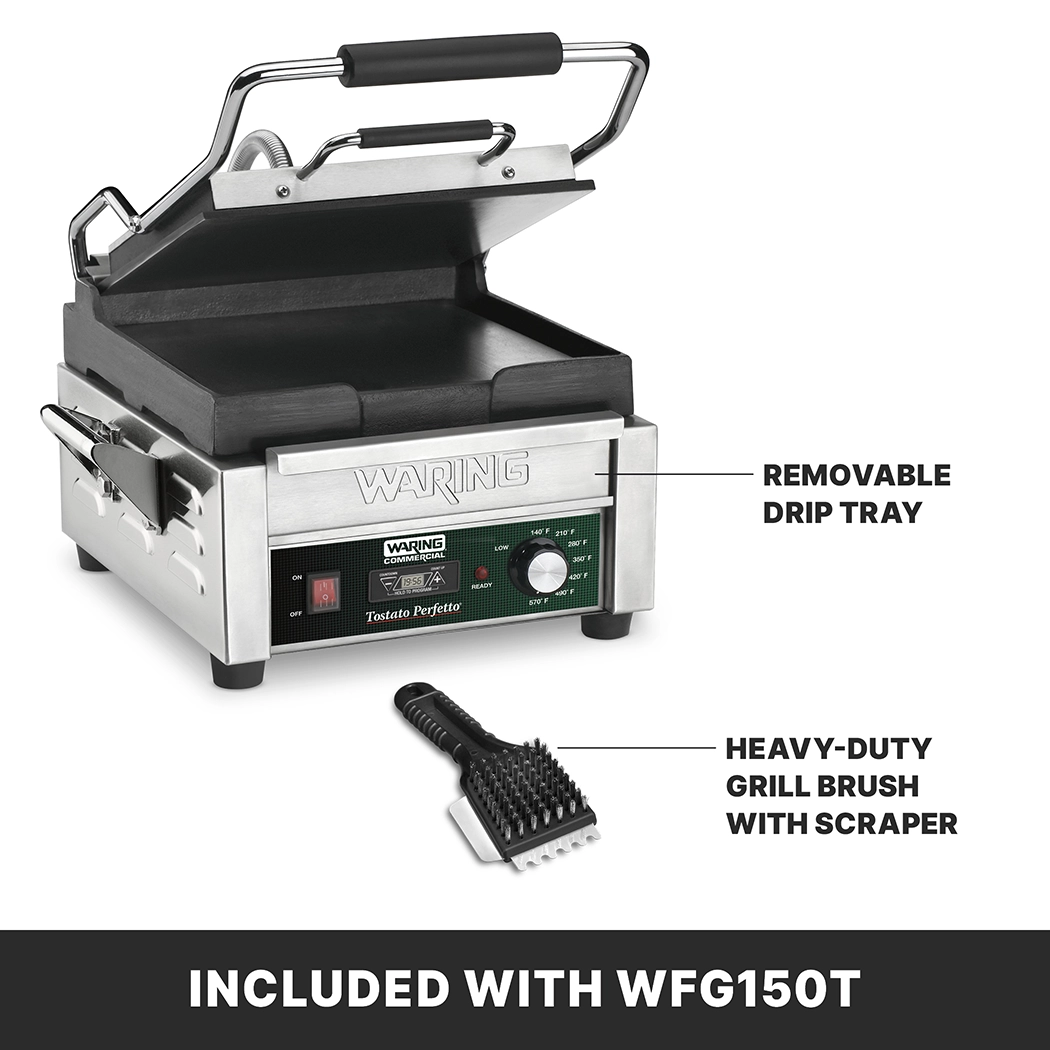 Flat Panini Grill with Timer, 9.75" x 9.25"
